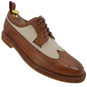 Polo Ralph Lauren Torrington Saddle Oxfords 10.5 Cream Brown Leather Dress Shoes